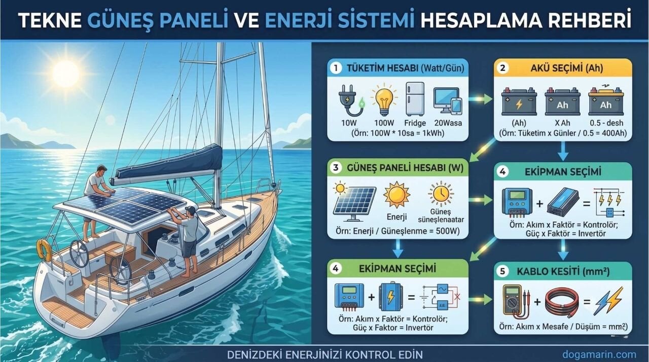 Tekne Güneş Paneli ve Enerji Sistemi Hesaplama Rehberi