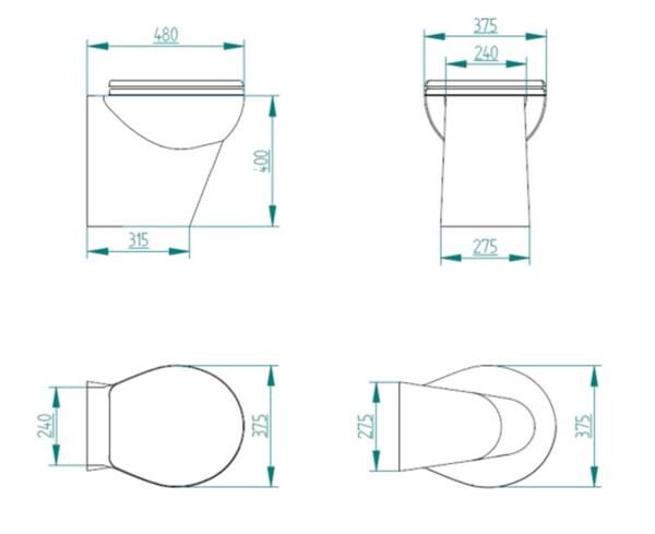 Stilo 12V Beyaz Taş Taharet Kitli Tuvalet