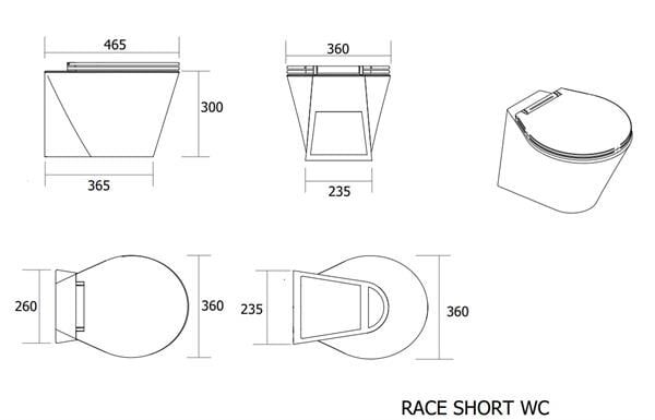 Race 24V  Kısa Taş Karbon Tuvalet