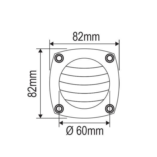 Plastik havalandırma, beyaz 82x82mm