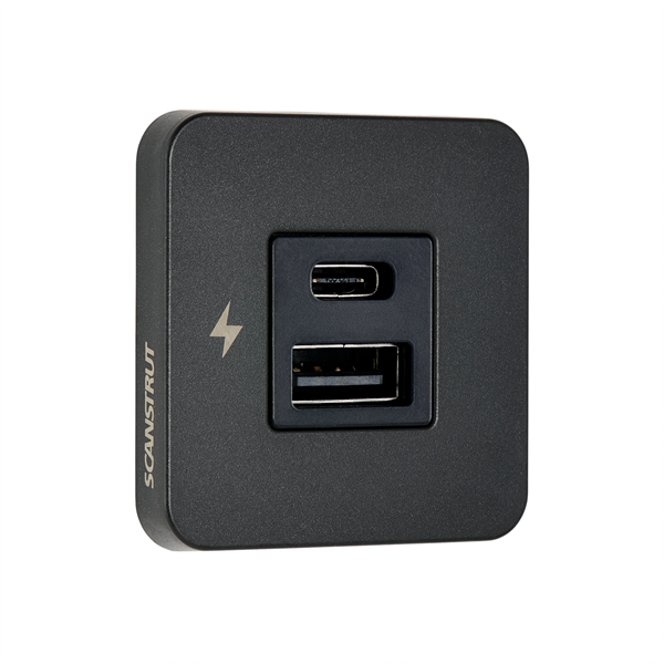 TILE-USB-A/USB-C ŞARJ SOKETİ, SİYAH ÇERÇEVE
