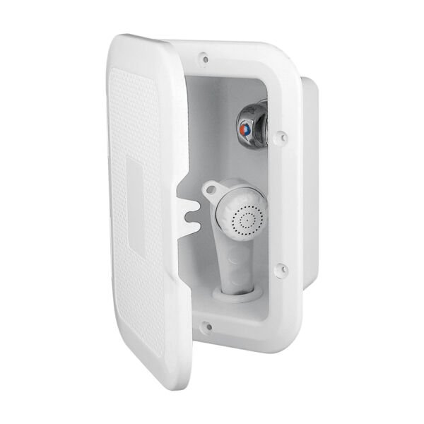 Case, Side mounted, w/Shower & Mixer Tap, 5m Hose, w/Lid, White