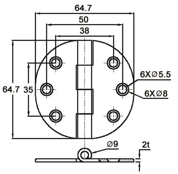Kapaklı Menteşe 66.5*66.8mm