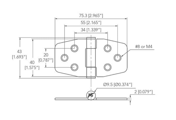 Menteşe Paslanmaz Çelik 76x40 mm