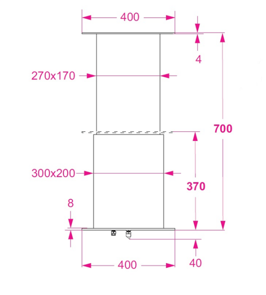 Barka Elektrikli Masa Ayağı Paslanmaz Çelik 24V.Tek Kademe 700mm