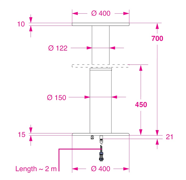 Barka Elektrikli Masa Ayağı. 12V. Tek Kademe - 700mm