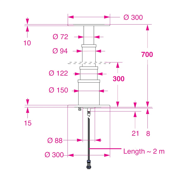 Barka Elektrikli Masa Ayağı. 24V. 3 Kademe - 700mm