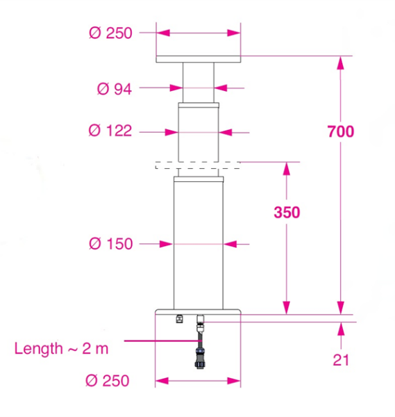 Barka Elektrikli Masa Ayağı, Siyah. 12V. 2 Kademe-700mm
