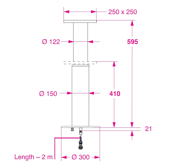 Barka Elektrikli Koltuk Ayağı. 24V.Tek Kademe - 595mm