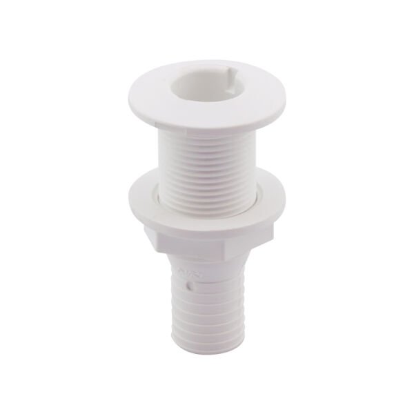 Thru-Hull Fitting 1'', w/Hose Barb Ø25mm, White