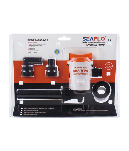 Seaflo Yatay Livar Pompası 800 gph. 12 Volt
