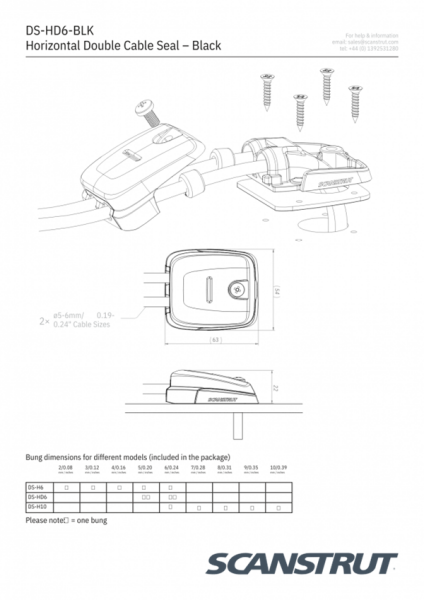 DS-HD6-BLK ÇİFTLİ KABLO ÇIKIŞI, SİYAH, 6-10MM