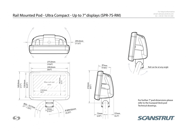 SPR-7S-RM 7-amp;EKRAN İÇİN BEYAZ POD. RAYA MONTAJ