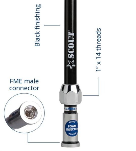 Scout Quick 1 Vhf Anteni Fiberglass 1 Metre Siyah