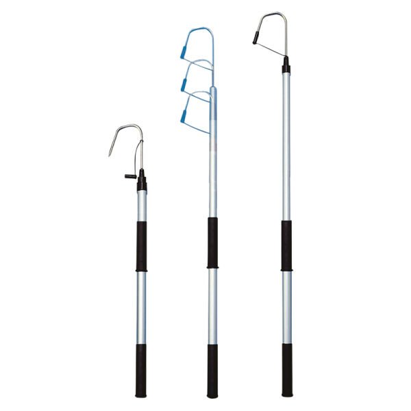 Teleskopik Aluminyum Balık Kancası . Çap Ø30mm, L.800-1205mm & Inox kanca Ø8mm x W.100mm