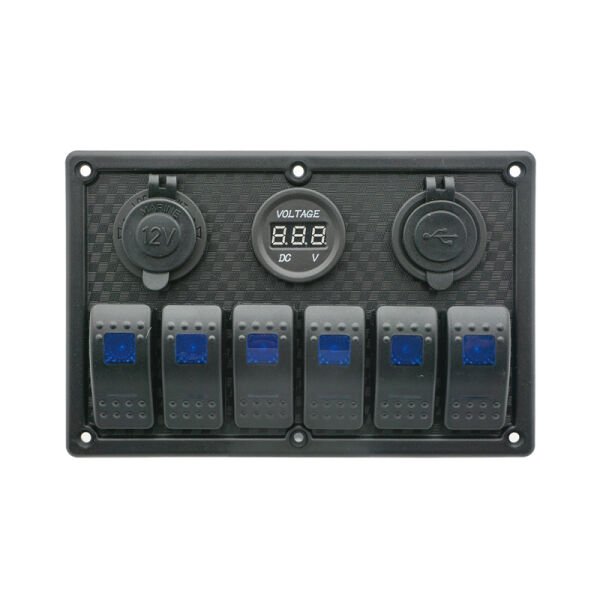 Rocker Switch Panel with LED, 12V/24V, (6 Rockers)
