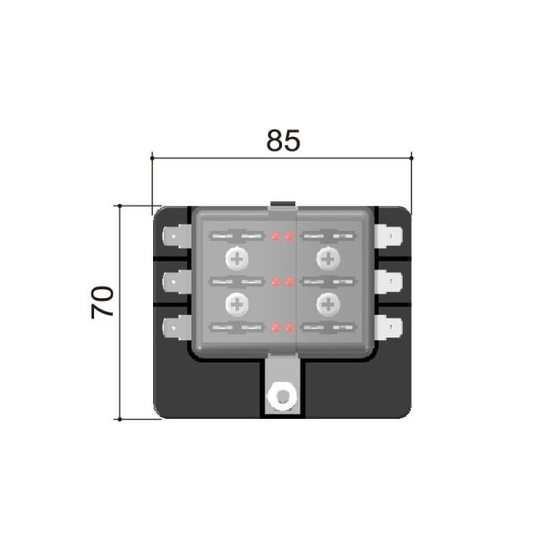 Standard Blade Fuse Holder Box for 6 Fuses, Screw Connection